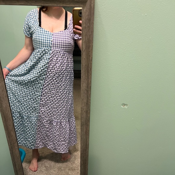 URBAN OUTFITTERS Gingham Plaid Bohemian Daisy Street Milkmaid Midi Dress SIZE L - Picture 12 of 16